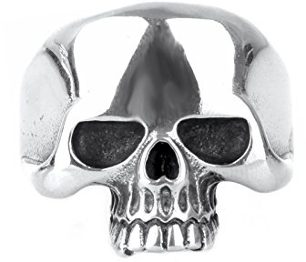 COPAUL Schmuck Biker Herren Edelstahl Skull Totenkopf Ring Silber,Größen 59 (18.8)
