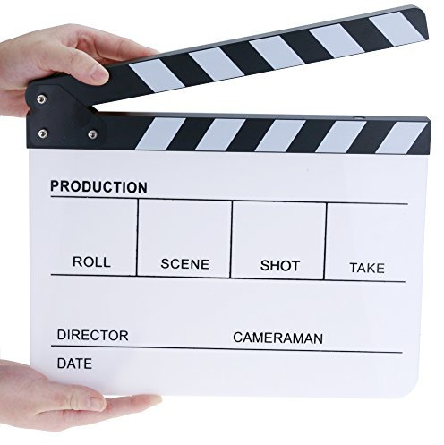 hilitchi plástico acrílico pizarra 25 x 30 cm/10 x 12 borrado en seco Director de cine claqueta corte acción escena claqueta pizarra con blanco/negro de incienso por hilitchi