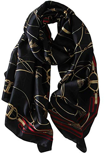 NUWEERIR Damen-Schal, 100 % große Maulbeerseide, langer Satin-Schal, modischer Designer-Schal, leichte Wickeltücher