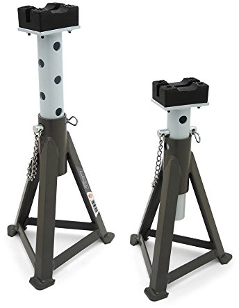 MAXTOOLS CJS300, Cavalletti di Sostegno a Spina, per Riparazione Auto, con Testa in Gomma Regolabile, Capacità 3000kg (3 Tonnellate, 3T), Crick per auto, Cavalletti auto