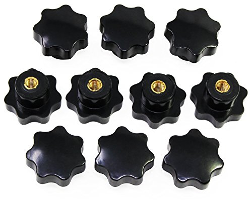 HSeaMall 10 Stück Sterngriffmutter M6 Sterngriffschraube Schwarz Sternform Kopf Klemmmutter für Werkzeugmaschine, Maschine
