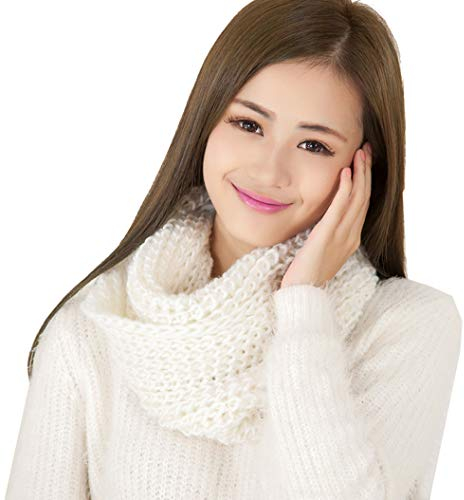 Cheerlife Herbst Winter Loop Schal Damen Schal Warmer Strickschal Schlauchschal Rundschal Weiß