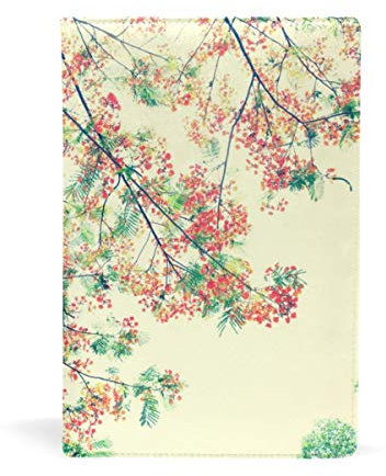 EZIOLY Buchumschlag Blume mit Licht dehnbar passend für die meisten Hardcover-Lehrbücher bis 22,1 x 14,7 cm, klebstofffreier Stoff, einfach anzubringen, waschbar und wiederverwendbar