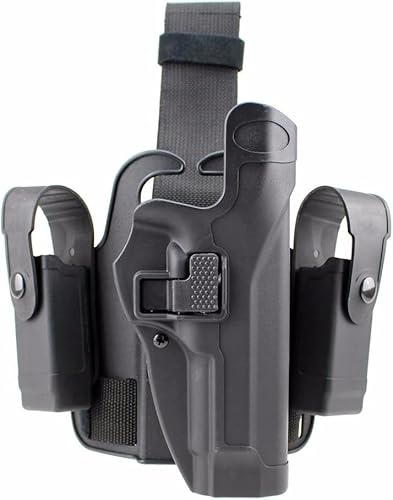 Gexgune Taktische Bein Holster rechte Hand Paddle Drop Oberschenkel Pistole Holster mit Druckknopf Magazin Taschenlampe (4 Modelle 2 Farben optional)