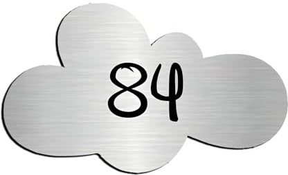DECOHO - Numéro Fantaisie Personnalisable pour Boite aux Lettres Couleur Argent Chiffres Noirs - Modèle Nuage - Argent
