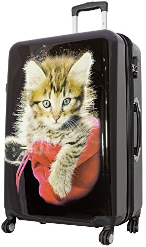 Trendyshop365 Reisekoffer Groß Hartschale Katzen Design Bedruckt 77cm 94 Liter 4 Rollen Bunt