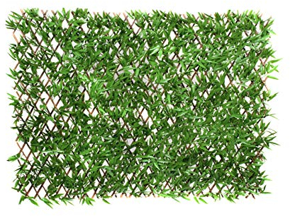 Künstliches Spalier aus Weidengeflecht, grün, Bambusblätter, Laub, 1 m x 2 m, UV-stabil