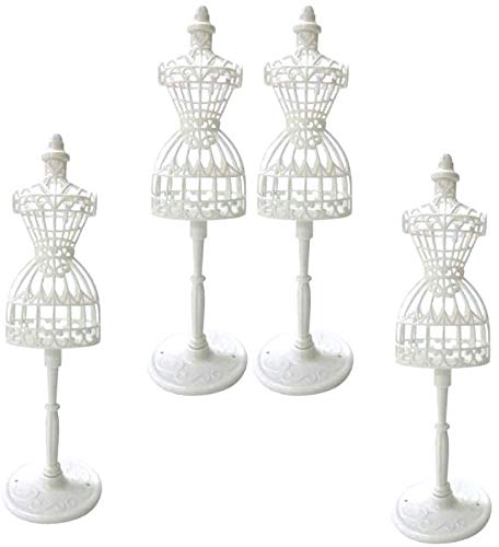 POFET 4 Stück Mini Schaufensterpuppe Kleid Kleidung Aushöhlen Stand Stand Display Halter Für 1/6 Puppen (Weiß)