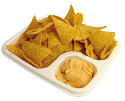 Haase Food BIO Nachoschalen mit Dip-Fach - groß/beige Eckig Maße: 190 x 170 x 40mm 10 Stück