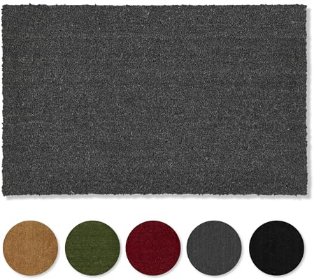Carpido Halkfri kokosdörrmatta - antibakteriell dörrmatta för utomhusbruk täckt - hållbar naturfiber - 100% kokosnöt 85 x 110 cm grå