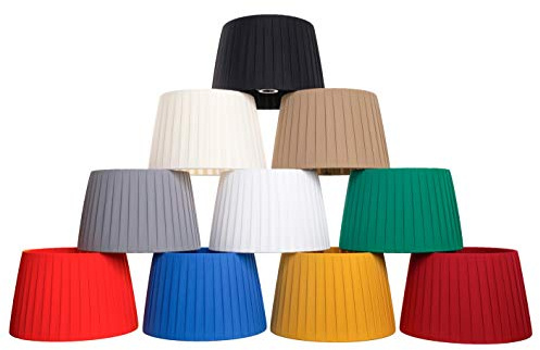 Paralume per Lampada in Tessuto Seta di Qualità Fatto a Mano in 12 colorazioni (Avorio, 14 cm (attacco E14))