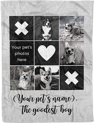 Personalisierte Hunde-Gedenkdecke mit Namen, Überwurf, Fleece, personalisiertes Haustierbild, Erinnerungsgeschenk, Katzendecken für Katzenliebhaber, individuelle Decken mit Fotos, anpassbares Geschenk