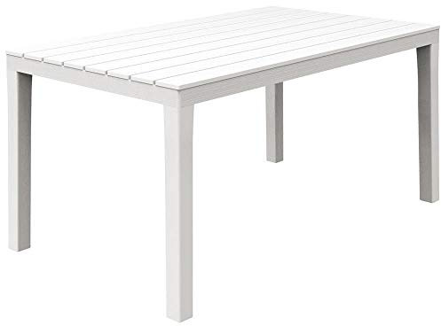 Dmora - Table d'extérieur Vasto, Étagère à manger rectangulaire, Table de jardin polyvalente intérieure et extérieure, 100% Made in Italy, 138x78h72 cm, Blanc