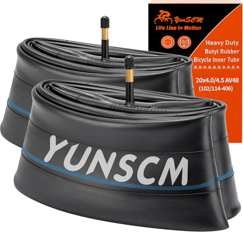 YunSCM 2PCS 102/114-406 Verdickter 20 Zoll Schlauch 20x4.0 20x4.10 20x4.25 20x4.30 20x4.40 20x4.50 ﻿AV48mm Ventil kompatibel 20 Zoll Fahrradschlauch/Mountainbike/Elektrofahrrad Schlauch 20x4.0/4.5
