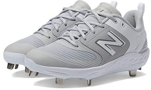 New Balance Women's Fresh Foam Velo V3 Softball Shoe, Grey/White, 6