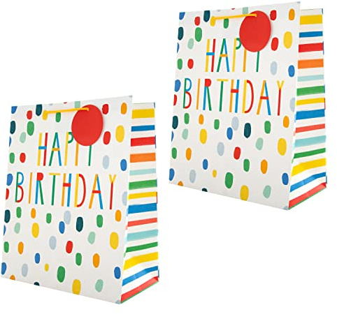 Hallmark Geburtstagsgeschenktüten-Bundle – 2 große Geschenktüten in 1 leuchtend bunten Design