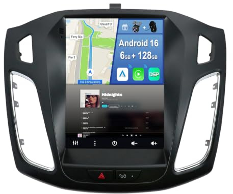 YUNTX [6GB+128GB] Android 16 Autoradio per Ford Focus (2010-2014)-[Incorporato Carplay/Android Auto/DSP/GPS]-IPS 2.5D 9.7 Touch Screen-CAM+MIC-DAB/Mirror Link/Bluetooth 5.0/WiFi/USB/4G