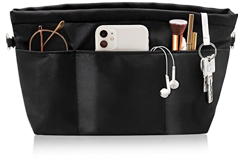 SUPRBIRD Handtaschen Organizer Nylon, Tasche in Tasche Organizer, Taschenorganizer Bag in Bag Organizer mit Schlüsselbund, Wasserdicht Multi-Taschen Innentaschen für Handtaschen(M)