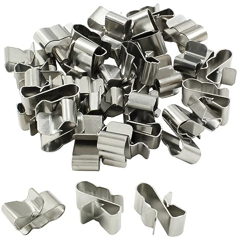 Kemcatui 50 clip per pannelli solari da 22 mm, morsetti in acciaio inox, clip per cavi per rimorchi, cavi a doppio filo, per cavi fotovoltaici e barche