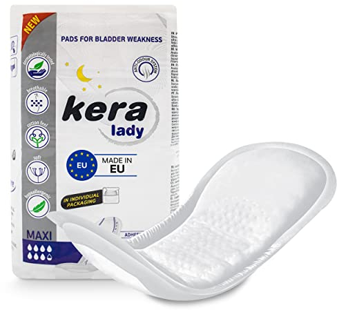 KERA® Inkontinenzeinlagen für Damen extra stark – MAXI saugstarke Hygieneeinlagen für Damen bei mittlerer bis starker Blasenschwäche – diskrete Inkontinenzeinlagen für die Nacht (3 x 16 Stück)