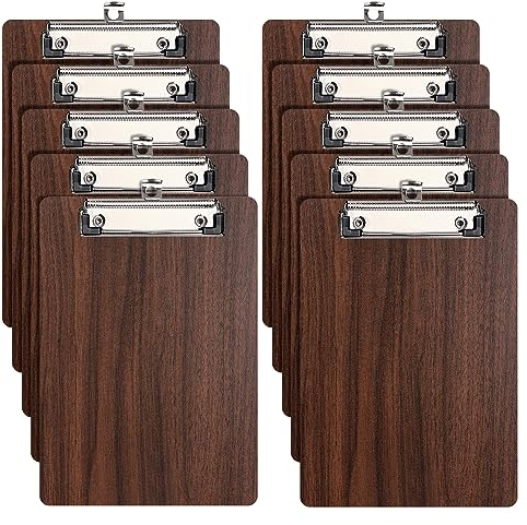 (10 Stück) Klemmbrett Holz A5,Schreibbrett Klemmbretter mit Metalklemme und Aufhängeose, Clipboard Schreibplatte für Büro,Restaurant,Schule