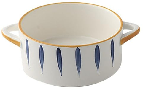 Cabilock 1 Pc Tazón De Fideos Tazones De Sopa De Porcelana Tazón Redondo Acanalado Plato De Cena Recipiente para Hornear De Porcelana Cuenco De Japon Plato Brulée Cerámica Elegante