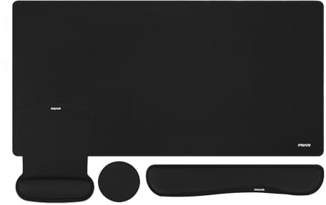 MOSISO Set Tappetini Gioco Grandi&Poggiapolsi Tastiera&Poggiapolsi Mouse | &Coaster,Tappetino Mouse Ergonomico Antiscivolo&Cuscino Digitazione Facile con Memory Foam L'Ufficio Domestico,Nero