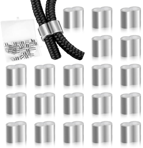 Morsetti preformati in alluminio, 20 pezzi, corda di espansione da 8 mm, morsetti a pressa, morsetti per cavi di soffocamento, morsetti per rimorchi, funi per teloni, morsetti per funi da schiacciare