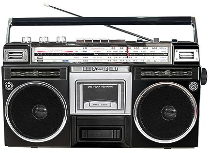 Boombox rétro Portable avec Lecteur CD et Cassette, Radio Dab Portable avec Radio FM et Dab+, Enregistrement USB, récepteur Bluetooth + Haut-parleurs, pour réunion de Famille/Voyage Noir