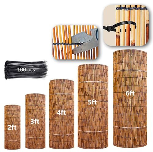 HRXQ Estera De Mimbre Privacidad Natural Rollo De Bambú Valla Decorativa 60×500cm 100×300cm 130×500cm Valla De Jardín Al Aire Libre para El Patio Trasero Jardín Esgrima Divisor (Size : 60x500cm)