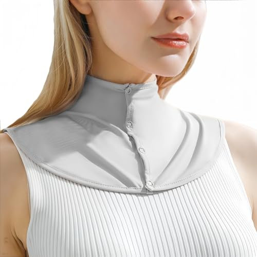 SamHeng UV Sun Protection Neck Cover for Women Cooling Non Slip Ice Silk Sunblock Turtleneck Shirt Collar for Summer Outdoor Sports Fishing Golfing Driving(Light Grey)