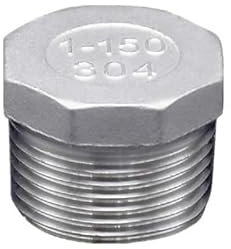 1/8 1/4 3/8 1/2 3/4 1 1-1/4 1-1/2 2 NPT Male Hex Head End Plug Cap 304 Stainless Steel Pipe Fitting Plumbing Pipe Fitting(BSPT Male,Outer HEX_1/2)