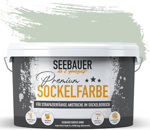 SEEBAUER diy Sockelfarbe Grün 10L für Außen (No. 769 Ocean Grass) Rissfüllende Spezialfarbe für Fassade, Sockel und Dach - Geeignet für Putz, Mauerwerk und Beton