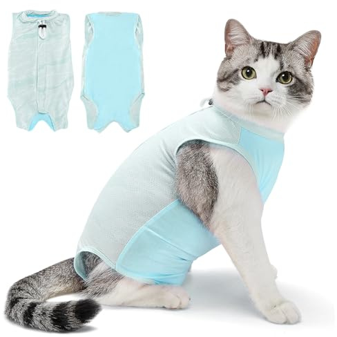 SlowTon Katzenbody nach OP Erholungsanzug für Katzen: Atmungsaktiver Katzenpullover für Bauchwunden oder Hautkrankheiten nach Operationen, Alternative zum E-Halsband für Katzen und Hunde