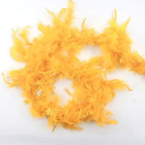 Blausky 1 Stück ca.2 m Unisex Federboa Einfarbig,Federschal Federstola 20er Jahre Kostüm-Accessoire,Federboa Boa für Karneval Halloween Gatsby Fasching Mottoparty Kostüm Theater,Goldgelb