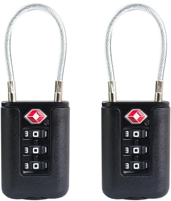 UP Security TSA Locks for Luggage, Small Padlock Combination, Luggage Locks TSA Approved, Combo Padlock with Code, for Suitcase, Gym Locker, Gun Case, Travel Backpack, Bag Zipper, Box (Black+Black)