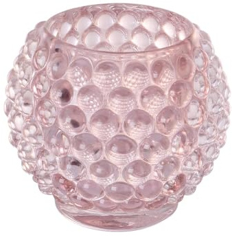 Fink kleiner Glas-Teelichthalter Ø 9 cm rosefarben genoppter Kerzenhalter