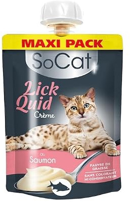 Riga - Socat Lick Quid - Friandises pour Chat - Snack Humide Au Saumon - Crème A Lécher - Riche en Protéines - sans Céréales - Faible en Graisses - Récompense Idéale - Maxi Pack - 90 g