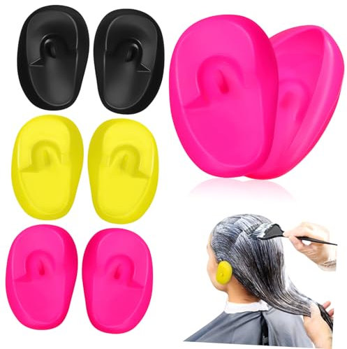 Vaguelly 6pcs Hair Dye Ear Covers Ear Protectors Anti-staining Earmuffs in Dark, Light Pink, and Yellow for Salon and Home Hair Coloring Treatment