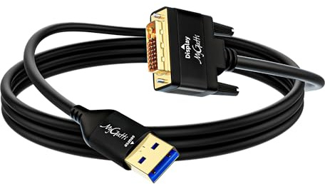 Mygatti Câble adaptateur USB 3.0 vers DVI 3 m,type A mâle vers DVI mâle,1080p Full HD pour TV,projecteur,moniteur,compatible avec Windows 11/10/8.1/8/7, MacOS, installation du pilote requise