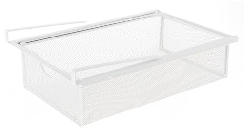 SiaBiced unter Dem Regal Drahtkorb, Ausziehbare Schublade für Kleiderschrank Und Büro, Weiß