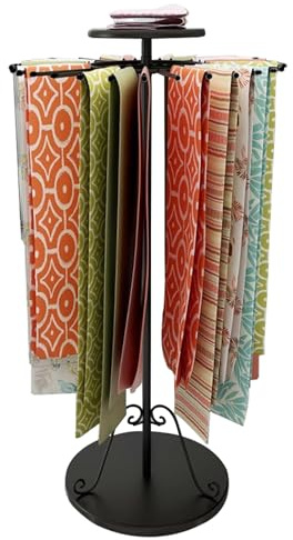 BIFCIOFH Scarf Display Stand with 30 Rods, Freestanding Scarf Hanger, Metal Hanging Scarf Organizer, 360° Rotating Scarfs Rack Space saving storage for Shawls Ties Towels Belts