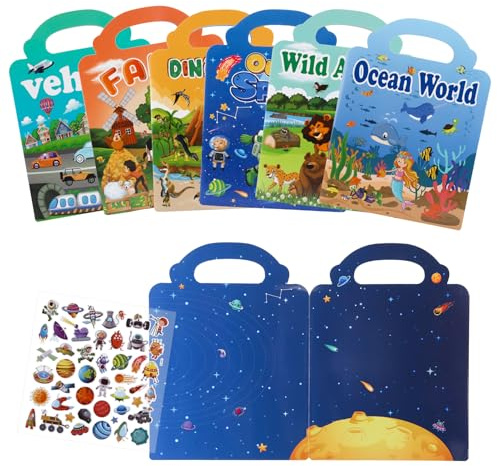 GSrenyu 6 Pack Reusable Sticker Book for Kids