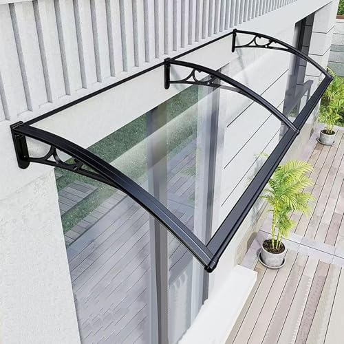 Marquise De Porte D’Entrée Moderne, Auvent Polycarbonate De Porte Et Fenêtres Avec Cadre En Aluminium, Porte Toit Marquise Abri Protection, Pour Maison, Balcon, Garage, Fenêtre(W80xL120cm/31.5x47.2in)