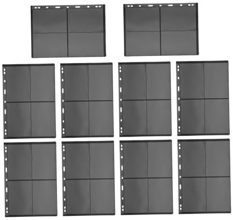 ZUNOXAZ 10 Sheets Double Sided Stamp Collection Pages Black PVC 9-Hole Stamp Display Binder Inserts Collectors