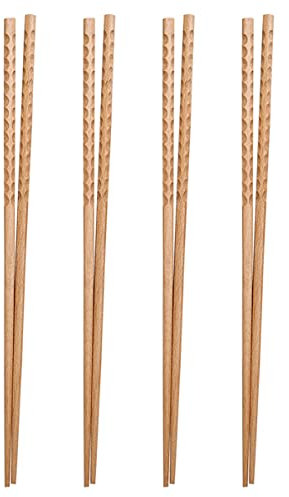 Ipetboom Palillos de Madera Protección contra Aceite Caliente Extra Largos 4 Pares Utensilios Multifuncionales para Cocina para Olla Caliente y Fideos