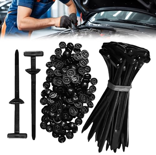 120Pcs Universal Nylon Cable Tie Buckles, Including Self-Locking Nylon Cable Ties, Bumper Retainer Clips, and Plastic Rivets. NylonUniversal Cable Tie Buckle Suitable for Car Repairs and Quick Fixes