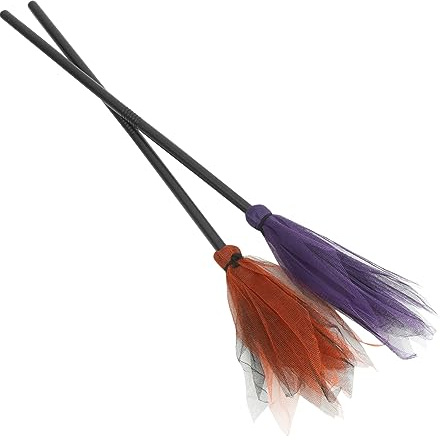 minkissy 2 Piezas Escoba de Bruja para Accesorio de Halloween Desmontable y Naranja Ligera y Portátil para Disfraces y Fiestas Temáticas