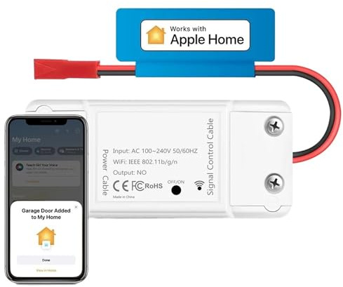Ouvre-porte de garage WiFi HomeKit Interrupteur intelligent Contrôleur de porte de portail Télécommande Smart Life Commande vocale Siri Alexa Google Home(US)