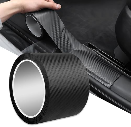 WhizNook Protezione Paraurti Auto, 10 cm x 3 m Pellicola Adesiva in PVC+PP con Finimento in Fibra di Carbonio, Nero, Protezione Paraurti e Portiere Auto